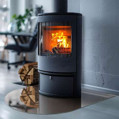 Glas unter Kamin halboval Farbe Braun