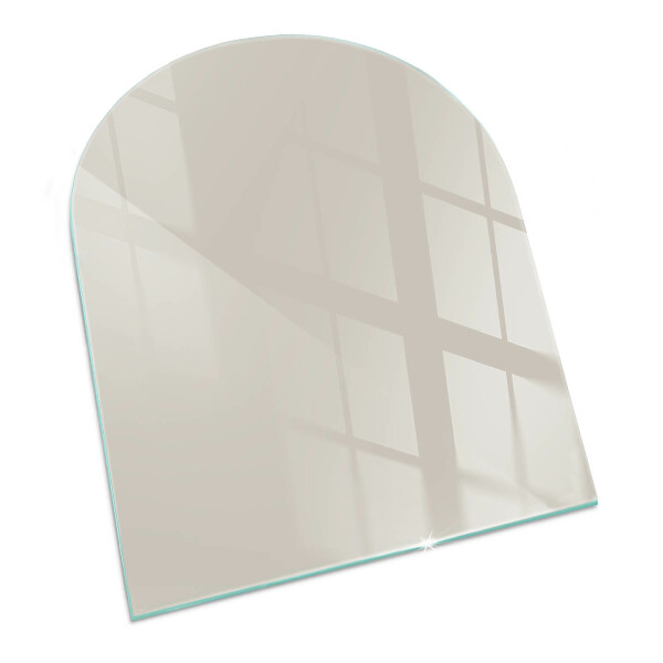 Glas unter Kamin halboval Farbe Hellcreme
