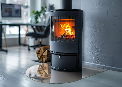 Glas unter Kamin halboval Farbe Blassrosa