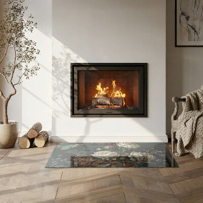 Glasplatte für Öfen rechteckig Blumenmuster mit Schmetterlingen