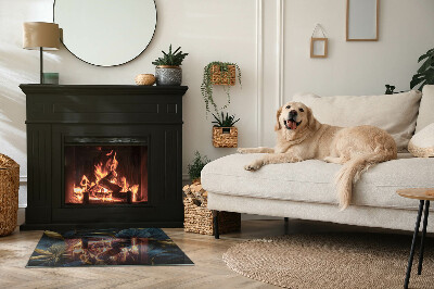 Glasplatte für Kamin rechteckig Elegante Blätter in Textur