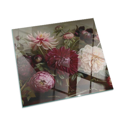 Glasplatte für Öfen rechteckig Blumenstrauß im Detail