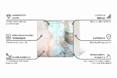 Glas unter Kamin sechseckig Marmormotiv mit feinen Adern