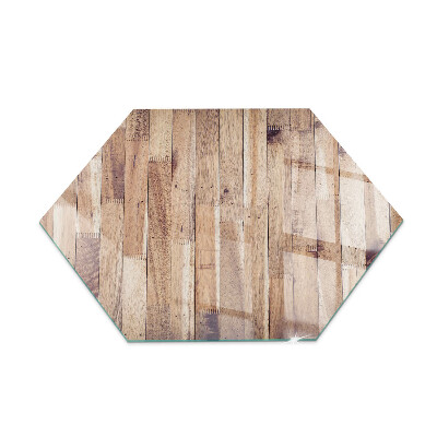 Vorlegeplatte für Kaminöfen sechseckig Holzmuster in geometrischer Anordnung