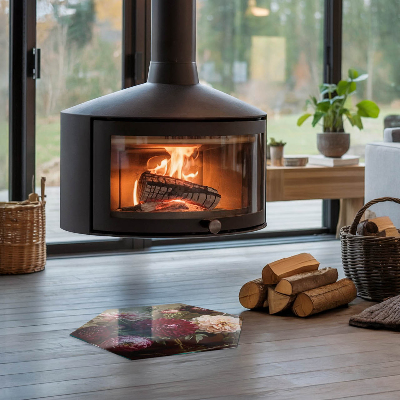 Glasplatte für Öfen sechseckig Florale Details in voller Blüte