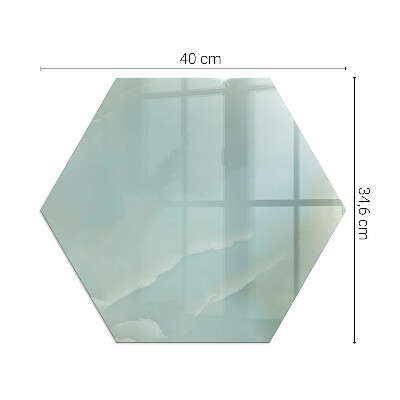 Glas unter Kamin sechseckig Marmormotiv in dezenten Farbtönen