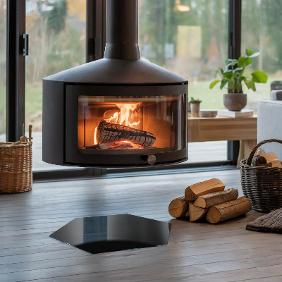 Glasplatte für Öfen sechseckig Farbe Schwarz