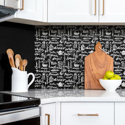 Wandverkleidung selbstklebend Schwarz-weiße Küchenschilder