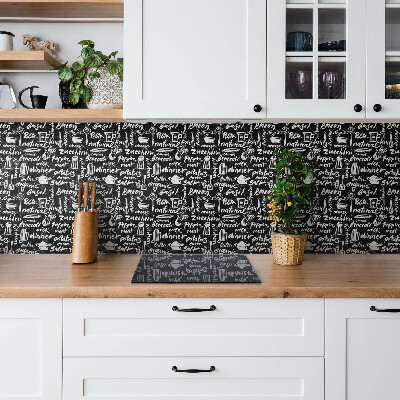 Wandverkleidung selbstklebend Schwarz-weiße Küchenschilder