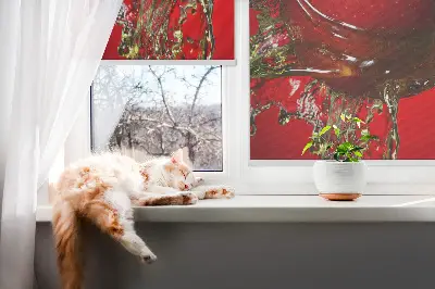 Rollo Fenster in der Farbe roter Apfel in der Tiefe