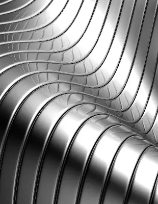 Fensterrollo mit metallischem Abstraktionsmuster