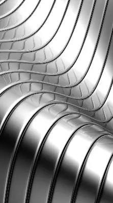 Fensterrollo mit metallischem Abstraktionsmuster