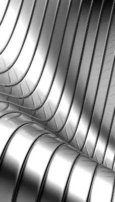 Fensterrollo mit metallischem Abstraktionsmuster