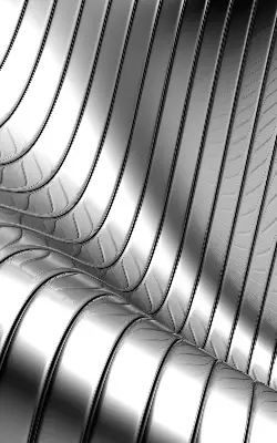 Fensterrollo mit metallischem Abstraktionsmuster