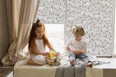 Fensterrollo für den Innenbereich mit Motiv gezeichnete Hunde