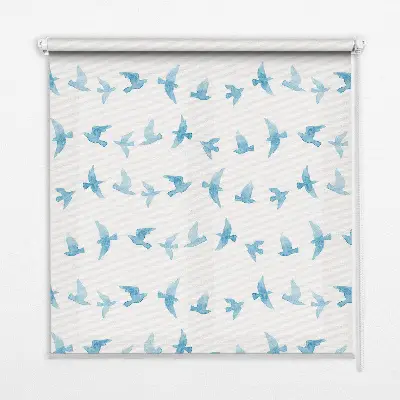 Fensterrollo mit Motiv von blauen Vögeln