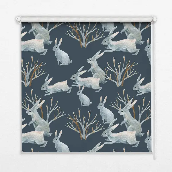 Rollo für Fenster mit dem Motiv Hasen und Stöcke