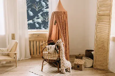 Rollo für Fenster mit dem Motiv Hasen und Stöcke