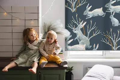 Rollo für Fenster mit dem Motiv Hasen und Stöcke