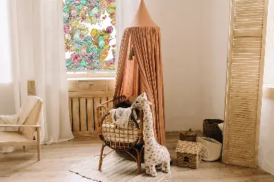 Fensterrollo mit farbenfrohem Naturmuster