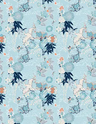 Rollo in blauem Naturdesign