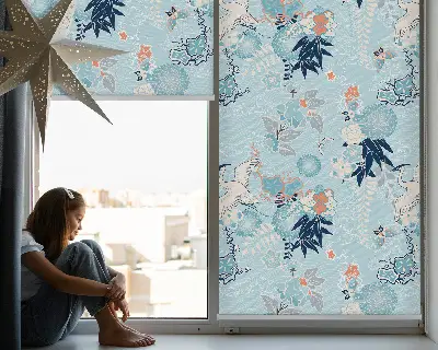 Rollo in blauem Naturdesign