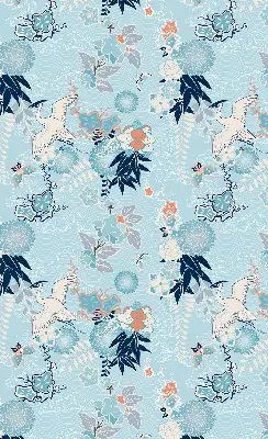 Rollo in blauem Naturdesign