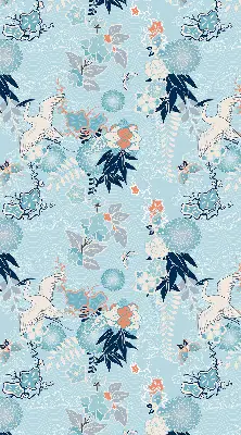 Rollo in blauem Naturdesign