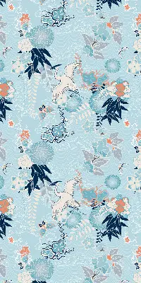 Rollo in blauem Naturdesign
