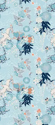 Rollo in blauem Naturdesign