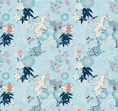 Rollo in blauem Naturdesign