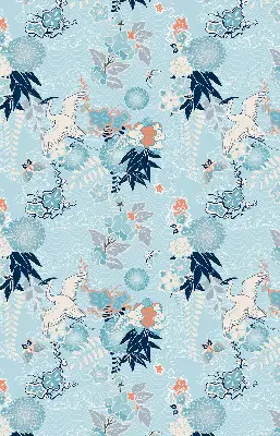 Rollo in blauem Naturdesign