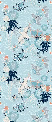 Rollo in blauem Naturdesign