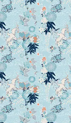 Rollo in blauem Naturdesign