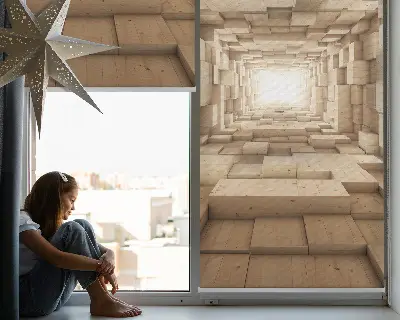 Rollo in 3D-Holzoptik