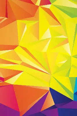 Fensterrollo mit buntem Origami-Muster