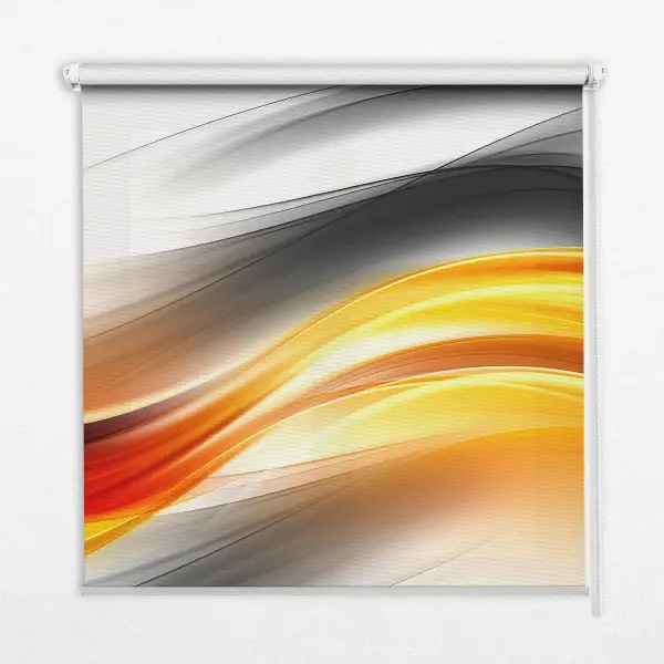Rollo Fenster in orangefarbenem Wellendesign