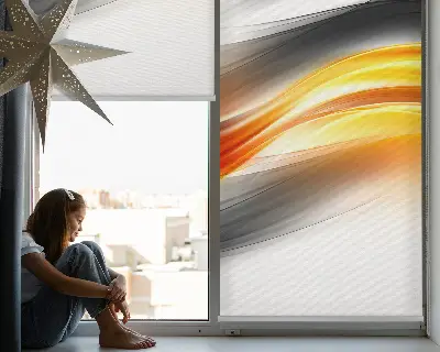 Rollo Fenster in orangefarbenem Wellendesign
