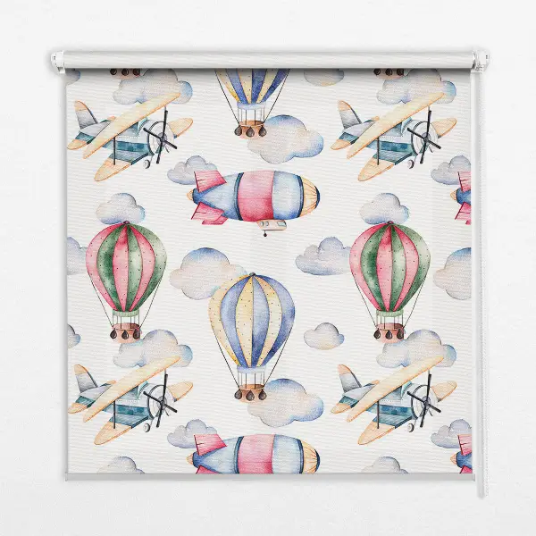 Fensterrollo innen mit dem Motiv Luftschiffe und Ballons