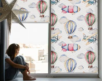 Fensterrollo innen mit dem Motiv Luftschiffe und Ballons
