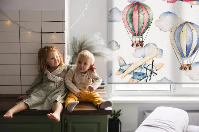 Fensterrollo innen mit dem Motiv Luftschiffe und Ballons