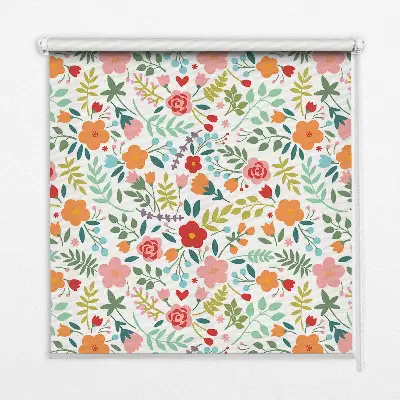 Rollo Fenster mit Motiv gemalte Blumen