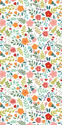 Rollo Fenster mit Motiv gemalte Blumen