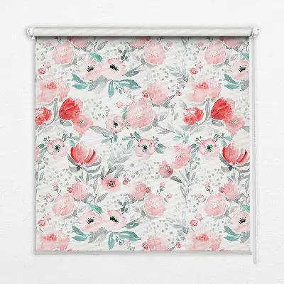 Fensterrollo mit Motiv einer rosa Mohnblume
