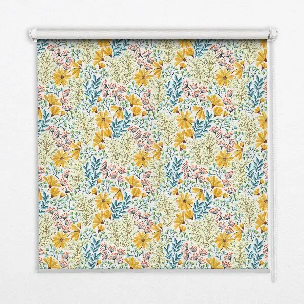 Fensterrollo innen mit Blumenmuster