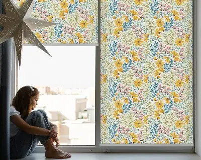 Fensterrollo innen mit Blumenmuster