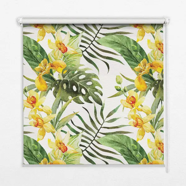 Rollo Fenster mit Motiv einer gelben Blume