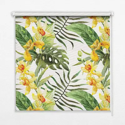 Rollo Fenster mit Motiv einer gelben Blume