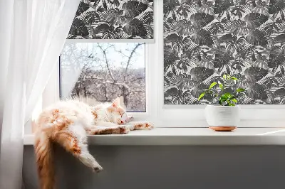 Fensterrollo mit dem Design graue Blätter