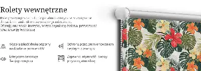 Fensterrollo innen mit Motiv von tropischen Blumen und Blättern
